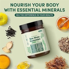 3PCS 16 in 1 Organic Sea Moss Gummy Irishmoss Extract 6000Mg Green Apple Flavor