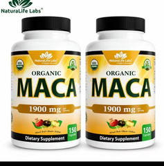 NaturaLife Labs Organic Maca 1900 mg 150 Capsules Vegan Gluten-Free Exp 03/2029