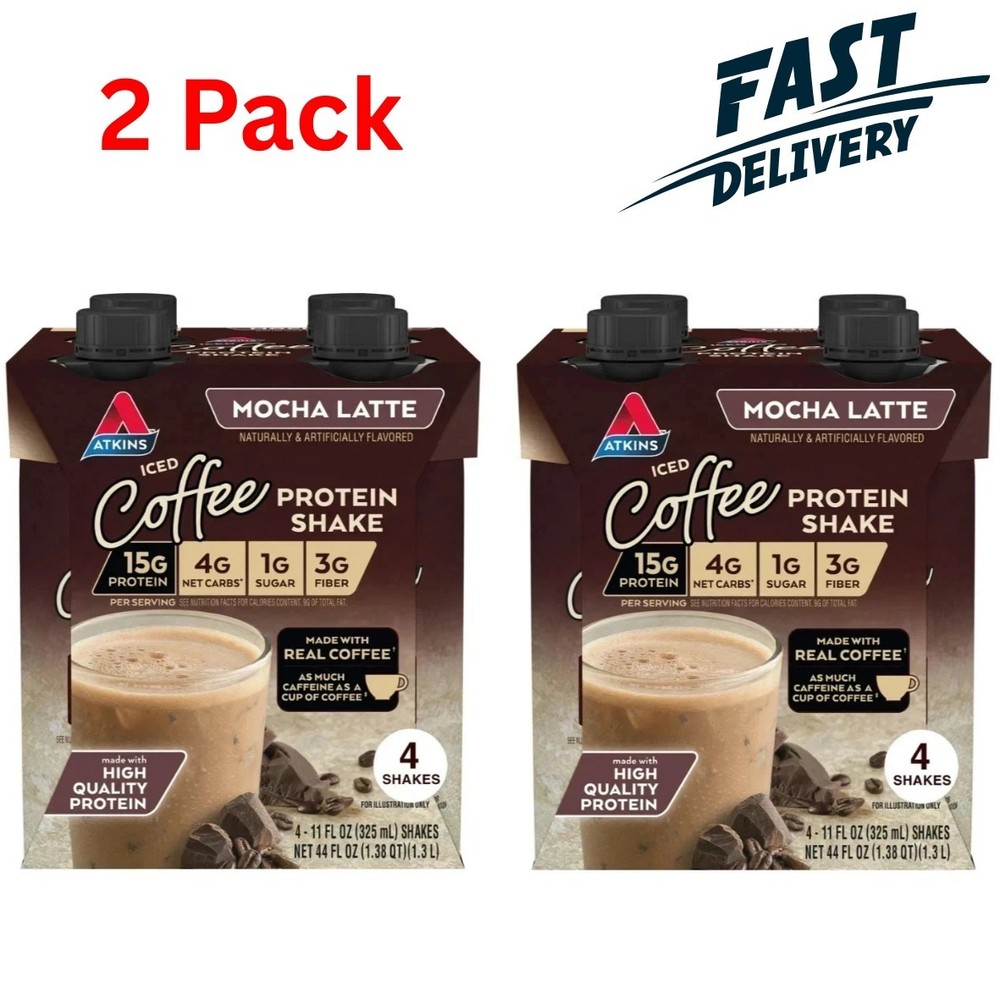 Atkins Protein Shake, Mocha Latte, Keto Friendly, Gluten Free, 8 Ct