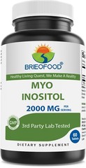Brieofood Myo Inositol 2000 mg per Serving – 60 Tablets – 3rd Party Lab Tested