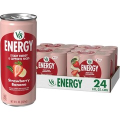 V8 +Energy Strawberry Banana Juice Energy Drink 8 fl oz Can 24 Pack