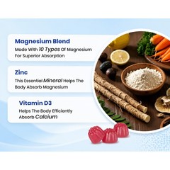 14-in-1 Magnesium Blend Gummies Daily Stress Calm Sleep Health Supplement