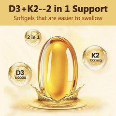NEW LUXRY Vitamin D3 5000 IU with K2 MK7 250 Veggie Softgels Bone Immune Support