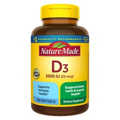 Nature Made Vitamin D3 25 mcg Supports Immune Health 650 Softgels