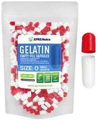 Size 0 Red/White Empty Gelatin Capsules Gelcaps Pills Kosher Caps