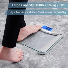 Digital Bathroom Weight Scale – High Accuracy, Extra Large LCD, 400lb Capacity,