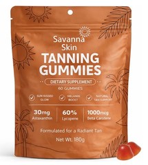 Savanna Skin Tanning Gummies, with Vitamin C & E, Astaxanthin, Collagen. 03/28
