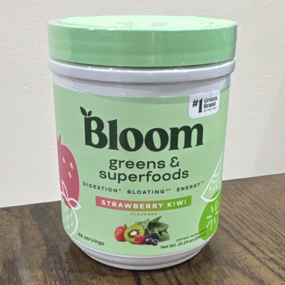 Bloom Greens & Superfoods Strawberry Kiwi Organic Vegan Powder 48 Serv 10.24oz