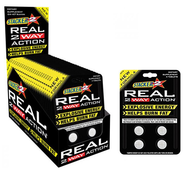 Stacker TWO Real 2 Way Action Energize 4 ct x 24 Cards = (96 TABLETS)