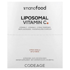 2 X Codeage, Nanofood, Liposomal Vitamin C, Citrus Vanilla, 32 Pouches, 0.5 fl