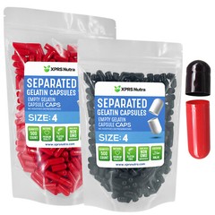Capsules Express Size 4 Black/Red Separated Empty Gelatin Capsules Gel Caps DIY