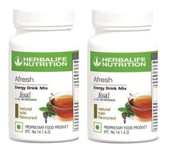 2 x Herbalife Afresh Energy Drink Mix Natural Tulsi (Basil) Flavor 50g Each
