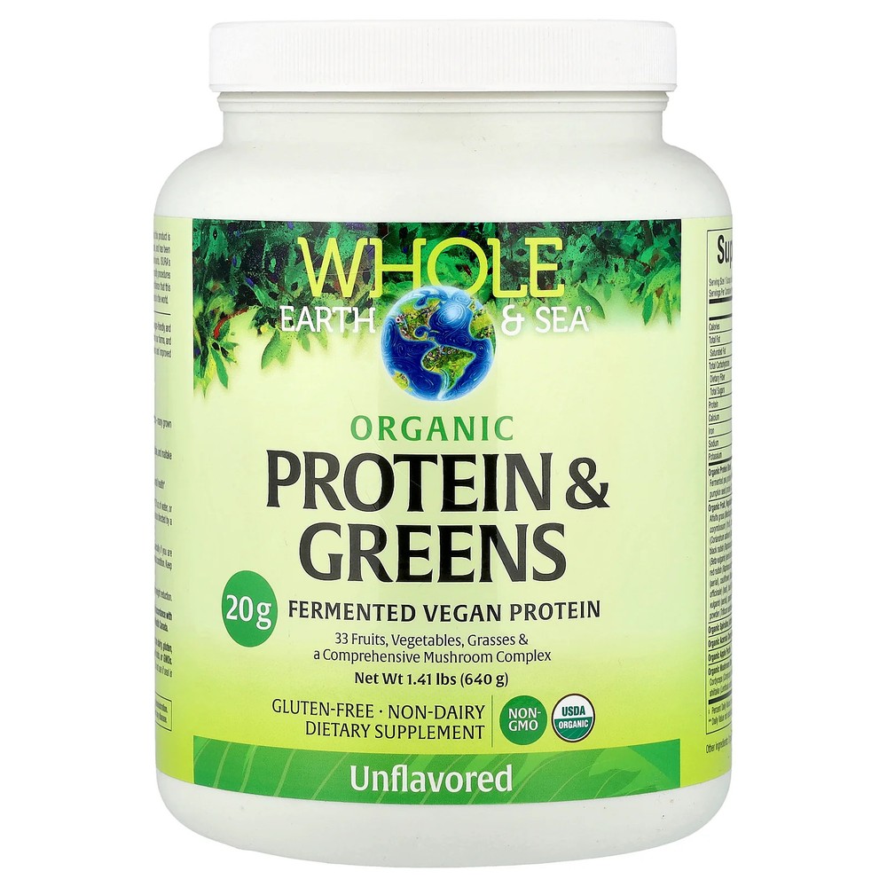 2 X Natural Factors, Whole Earth & Sea�, Organic Protein & Greens, Unflavored,