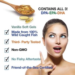 Fish Oil Omega-3 Supplement – Wild Caught DPA EPA DHA – 90 Count (Pack of 1)