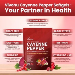 Cayenne Pepper Softgels Supplement, Supports Leg VeinHeart and Blood Vessel