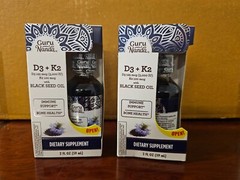 (4) Guru Nanda Black Seed Oil D3, K2 Immune & Bone Health – 2 Oz.