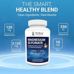 Dr. Berg Magnesium Glycinate 90ct 4-in-1 Chelated for Muscle Nerve Sleep Stress