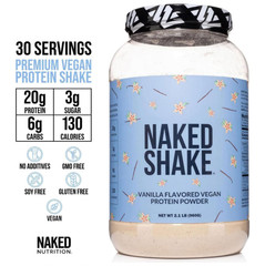 NAKED Shake Plant-Based Protein Powder, Vanilla, 30 Servings, NSF Certified