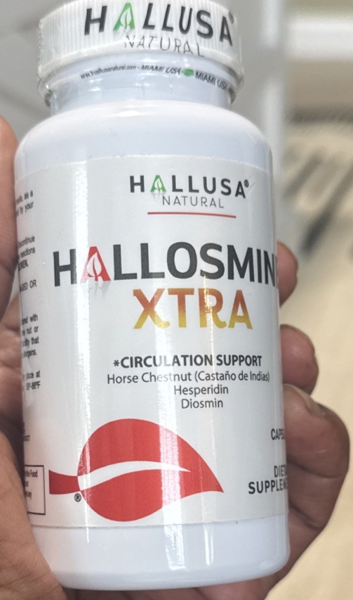 Hallusa Natural Hallosmine Xtra 850mg Diosmin Hesperidin Horse Chesnut, 60 Count