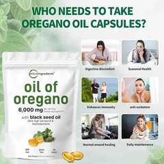 2 in 1 Oil of Oregano & Black Seed Softgels Count with Carvacrol, 40% discount !