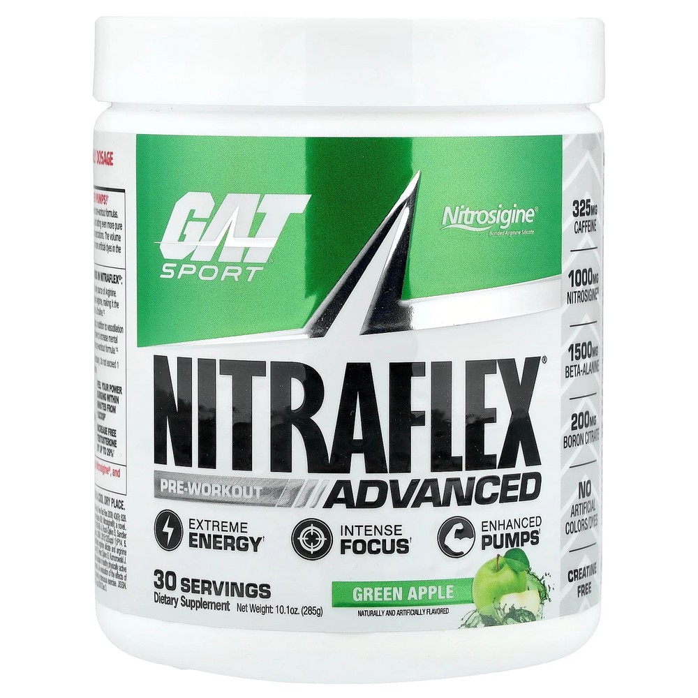 2 X GAT, Sport, NITRAFLEX� Advanced, Pre-Workout, Green Apple, 10.1 oz (285 g)
