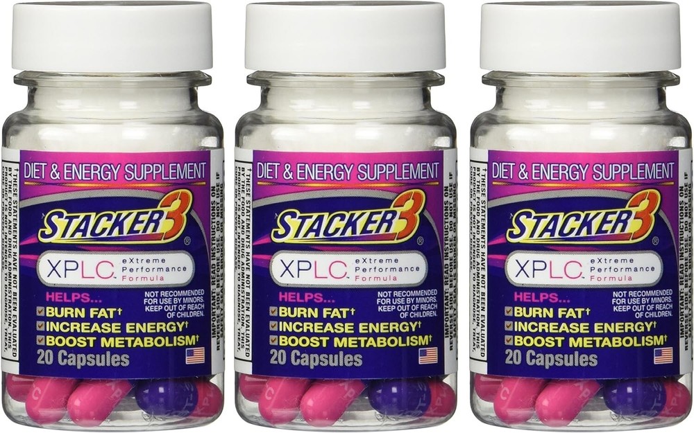 3x 20ct Stacker 3 XPLC Bottles Dietary Supplement Weight Loss 60 Pills Total