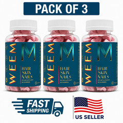 Pack OF 3 WEEM Hair Skin and Nails Gummies Supports Healthy Hair 60ct