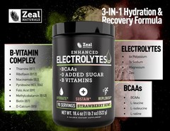 Zeal Electrolyte Powder – 90 90 Servings (17.12 Ounce), Strawberry Kiwi