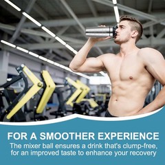 Stainless Steel Shaker Bottle with Wire Whisk 900ml, Leak Proof Metal Shaker