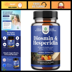 Diosmin Hesperidin 1000mg Complex for Vein Support – Vegan Non-GMO, Gluten Free,