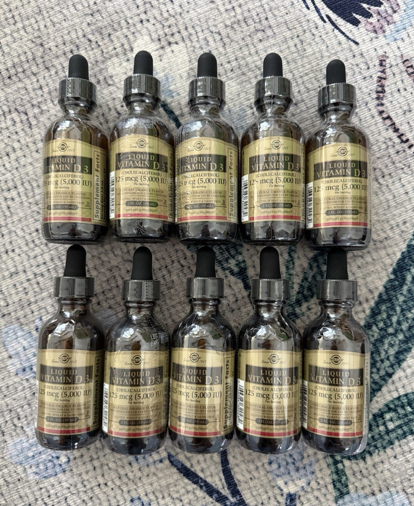 Solgar Vitamin D3 125mcg 2oz Liquid Natural Orange Gluten-Free Sugar-Free 10pc
