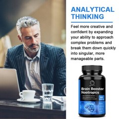 Brain Booster Nootropic Supplement Support Focus Energy Memory & Clarity 60 Caps