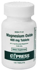 Cypress Magnesium Oxide 400mg Tablets 120ct -Expiration Date 06-2025