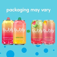 bubly Strawberry Sunset Sparkling Water 12 fl oz Zero Sugar 8 Pack