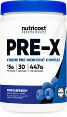 Nutricost Pre-X, Xtreme Pre-Workout Powder Complex, Blue Raspberry, 30 Servings