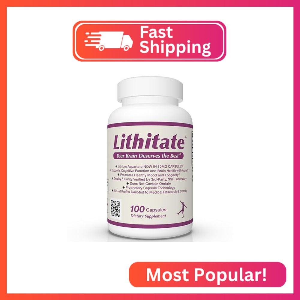lithitate Lithium Aspartate 10mg | Supports Cognitive Function & Brain Health wi