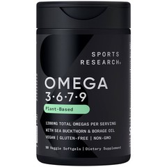 Vegan Omega 3-6-7-9 Supplement (90 Softgels) – Plant-Based, Heart & Skin Health