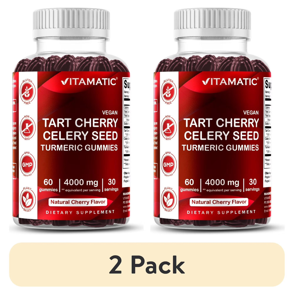 2 Pack Tart Cherry with Celery Seed Gummies – 4000 Mg Serving – Powerful Uric…