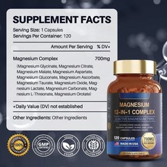 Magnesium 12 in 1 Formula 700mg – Dietary Supplement 120 Caps, 1-2-piece Set