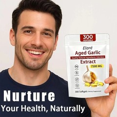 3 Pack Elare Aged Garlic Extract, 300 Softgels, 7500mg Odorless| Heart & Immune