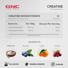 GNC Pro Performance Creatine Monohydrate Unflavoured 100 gm Micronized