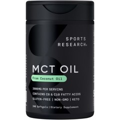 MCT Oil 1000mg 240 Softgels Keto Fuel Brain & Body Non-GMO Coconuts