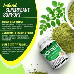 1200mg Pure Moringa Capsules – 90 Count: Support Immune & Gut Function