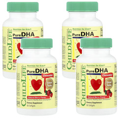 ChildLife Pure DHA Chewable Natural Berry 90 Softgels Each (Pack of 4)