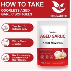 Elare Aged Garlic Extract, 300 Softgels, 7500mg Odorless | Heart & Immune pack 1
