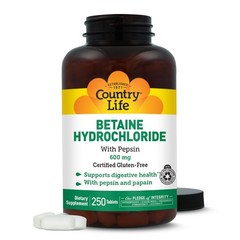 Betaine Hydrochloride with Pepsin 600mg – Digestive Support, 250 Tablets