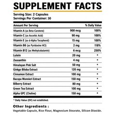 Brainol Advanced Formula Memory & Focus Support Vitamin Supplement 60 Capsules