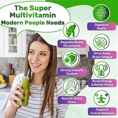 Super Greens Gummies Greens Superfood Powder Alternative w/Spirulina Chlorell…