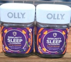 2 Bottles OLLY Immunity Sleep + Elderberry, Midnight Berry, 36CT EA EXP 11/2026