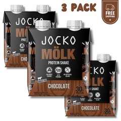 (3 pack) Jocko Fuel Protein Shake, Chocolate, 11oz, 4 Count 30g Protein